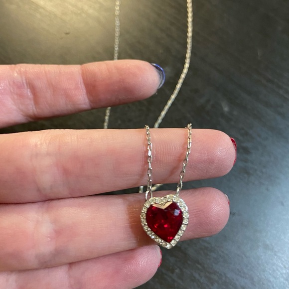 Swarovski July Ruby Birthstone Heart Necklace - Picture 2 of 4